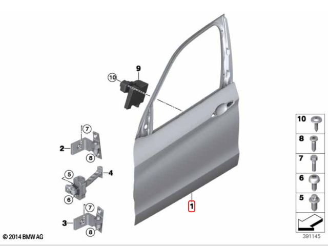 bontott BMW X5 Bal első Ajtó (Üres lemez)