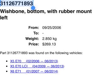 bontott BMW X5 Bal első Alsó Első Lengőkar