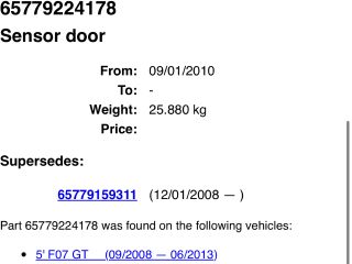 bontott BMW X5 Bal első Légzsák érzékelő