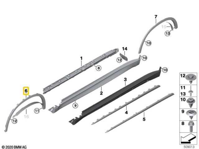bontott BMW X5 Bal első Sárvédő Díszléc
