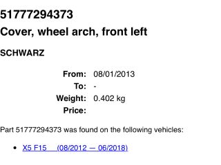 bontott BMW X5 Bal első Sárvédő Díszléc