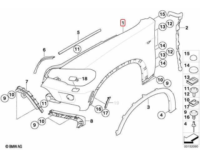 bontott BMW X5 Bal első Sárvédő