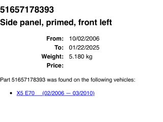 bontott BMW X5 Bal első Sárvédő