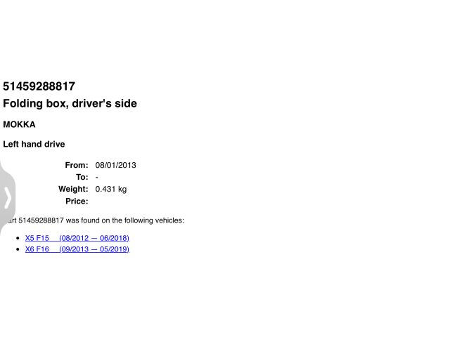 bontott BMW X5 Bal első Tároló Rekesz