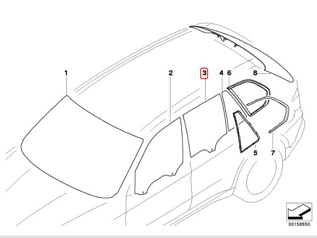 bontott BMW X5 Bal hátsó Ablak