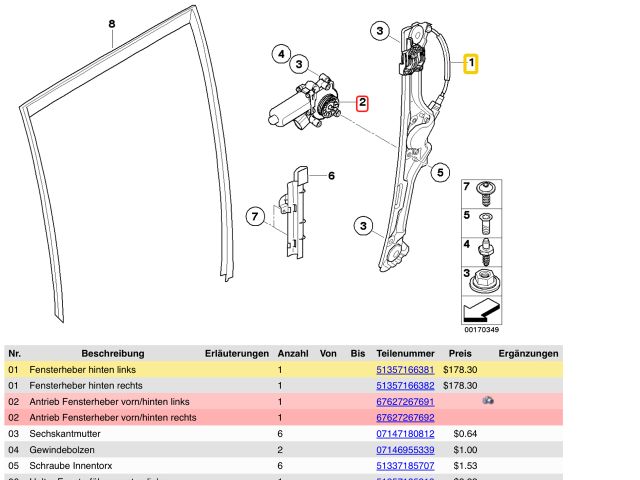 bontott BMW X5 Bal hátsó Ablakemelő Szerkezet (Elektromos)