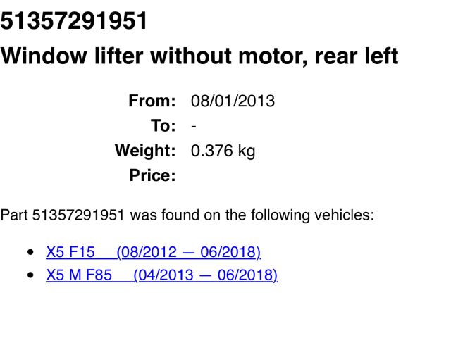 bontott BMW X5 Bal hátsó Ablakemelő Szerkezet (Elektromos)