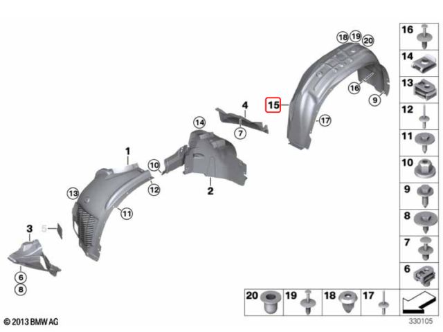 bontott BMW X5 Bal hátsó Dobbetét (Kerékjárati, Műanyag)