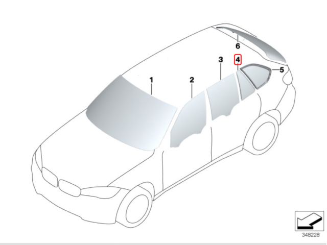 bontott BMW X5 Bal hátsó Fixüveg (Ajtóban)