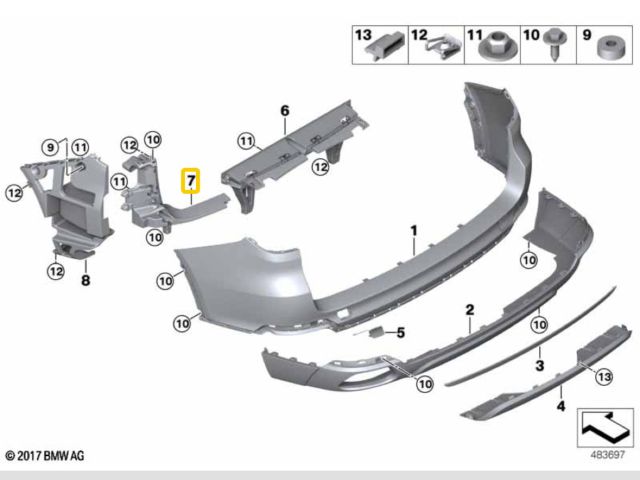 bontott BMW X5 Bal hátsó Oldal Lökhárító Tartó (Műanyag)