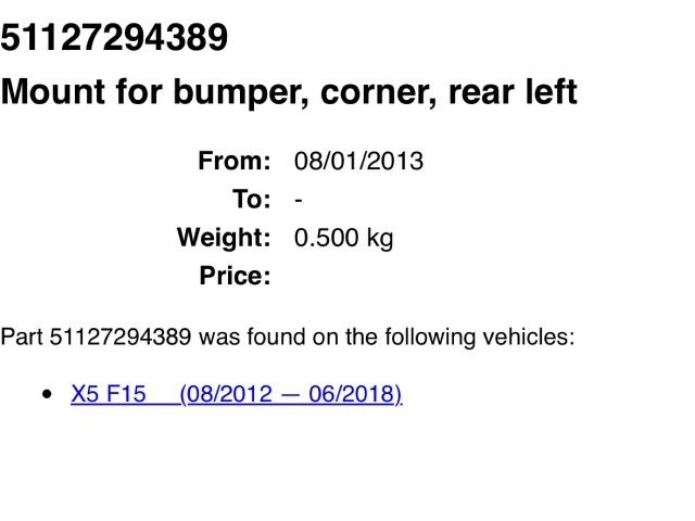 bontott BMW X5 Bal hátsó Oldal Lökhárító Tartó (Műanyag)