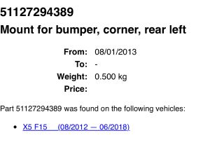 bontott BMW X5 Bal hátsó Oldal Lökhárító Tartó (Műanyag)