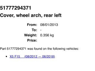 bontott BMW X5 Bal hátsó Sárvédő Díszléc