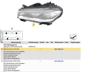 bontott BMW X5 Bal Ledes Fényszóró