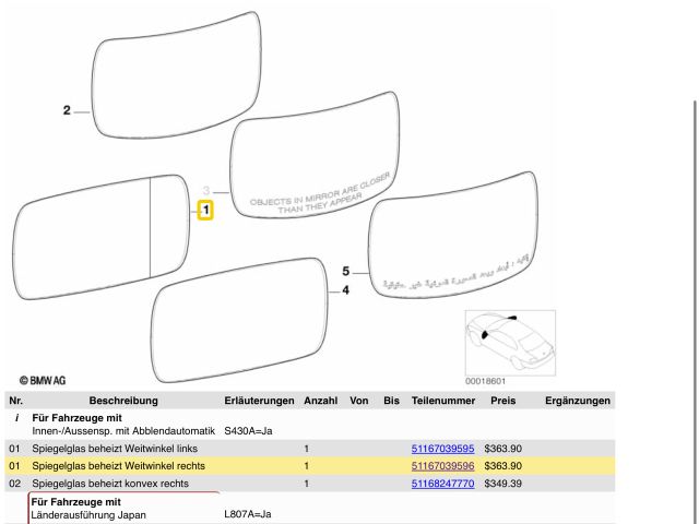 bontott BMW X5 Bal Tükörlap