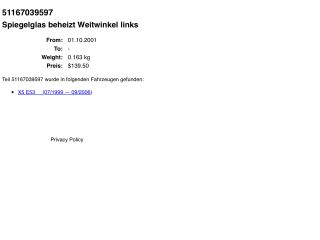 bontott BMW X5 Bal Tükörlap