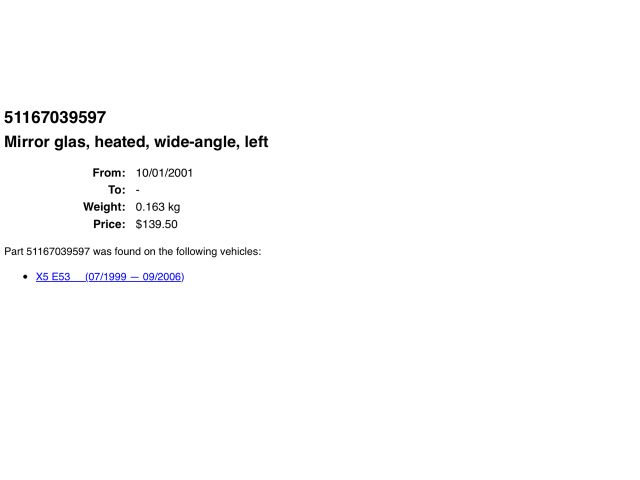 bontott BMW X5 Bal Tükörlap