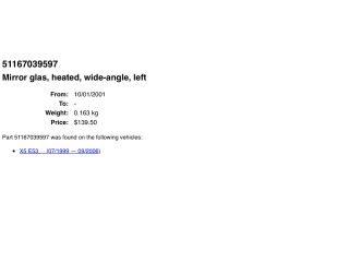 bontott BMW X5 Bal Tükörlap