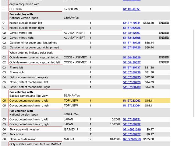 bontott BMW X5 Bal Visszapillantó Tükör Burkolat
