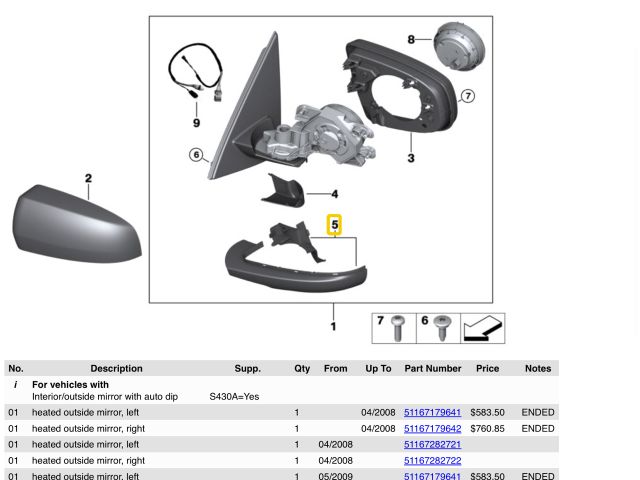 bontott BMW X5 Bal Visszapillantó Tükör Burkolat