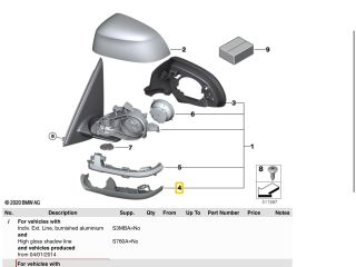bontott BMW X5 Bal Visszapillantó Tükör Burkolat