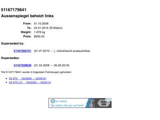 bontott BMW X5 Bal Visszapillantó Tükör (Elektromos)