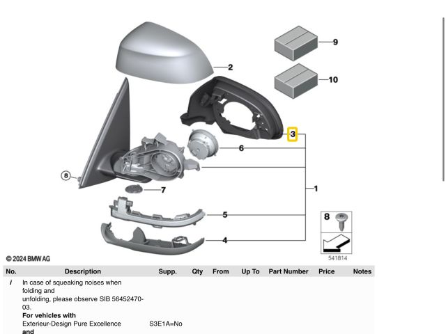 bontott BMW X5 Bal Visszapillantó Tükör Keret