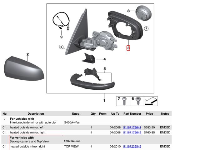 bontott BMW X5 Bal Visszapillantó Tükör Keret