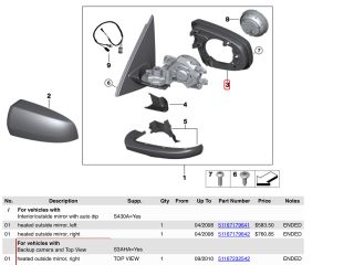 bontott BMW X5 Bal Visszapillantó Tükör Keret