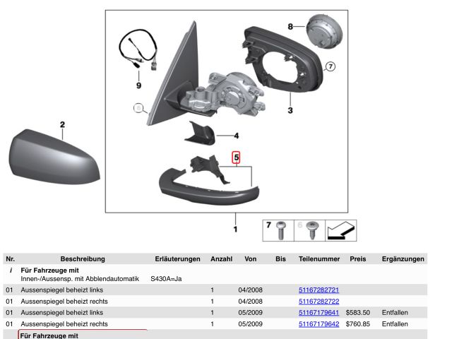 bontott BMW X5 Bal Visszapillantó Tükör Talp Burkolat