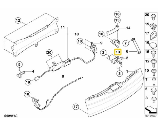 bontott BMW X5 Csomagtér Nyitó Kar / Gomb