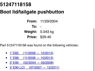 bontott BMW X5 Csomagtér Nyitó Kar / Gomb