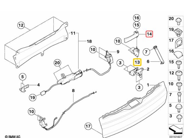 bontott BMW X5 Csomagtér Nyitó Kar / Gomb