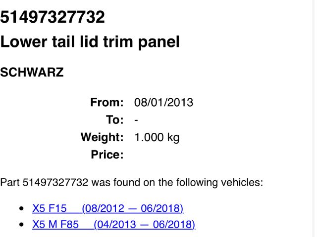 bontott BMW X5 Csomagtérajtó Burkolat Alsó