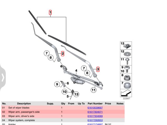 bontott BMW X5 Első Ablaktörlő Kar