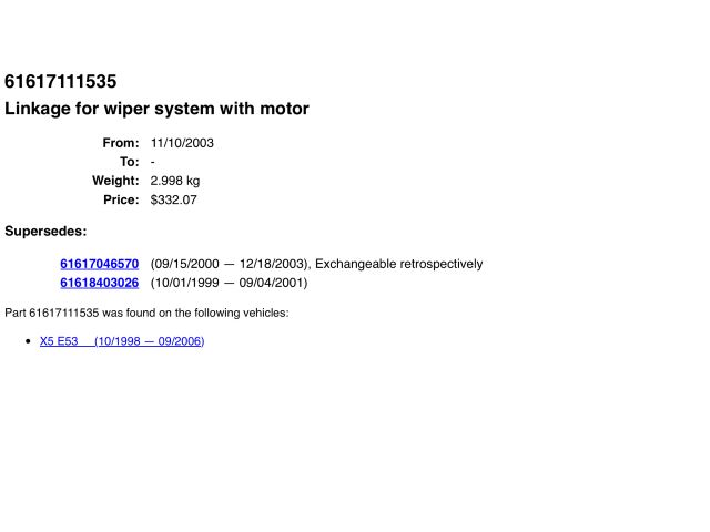 bontott BMW X5 Első Ablaktörlő Szerkezet