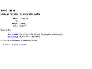 bontott BMW X5 Első Ablaktörlő Szerkezet