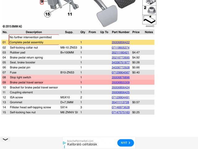 bontott BMW X5 Fékpedál