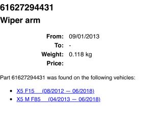 bontott BMW X5 Hátsó Ablaktörlő Kar