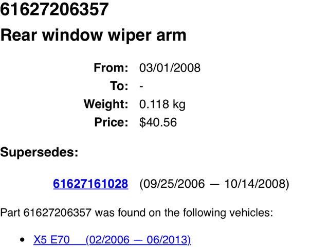 bontott BMW X5 Hátsó Ablaktörlő Kar