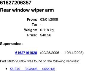 bontott BMW X5 Hátsó Ablaktörlő Kar