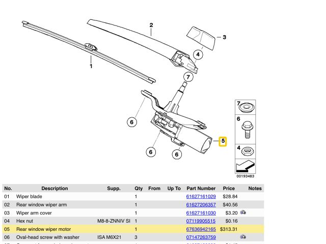bontott BMW X5 Hátsó Ablaktörlő Motor