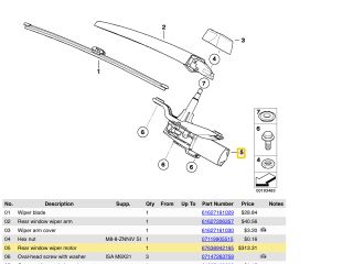 bontott BMW X5 Hátsó Ablaktörlő Motor