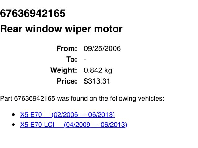 bontott BMW X5 Hátsó Ablaktörlő Motor