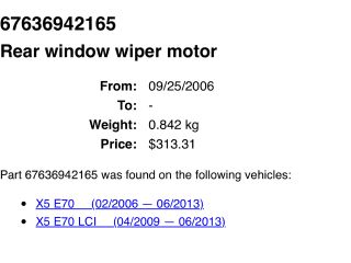bontott BMW X5 Hátsó Ablaktörlő Motor