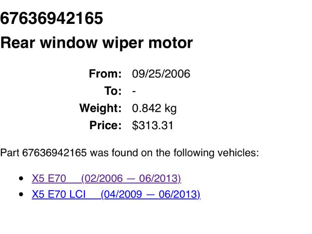bontott BMW X5 Hátsó Ablaktörlő Motor