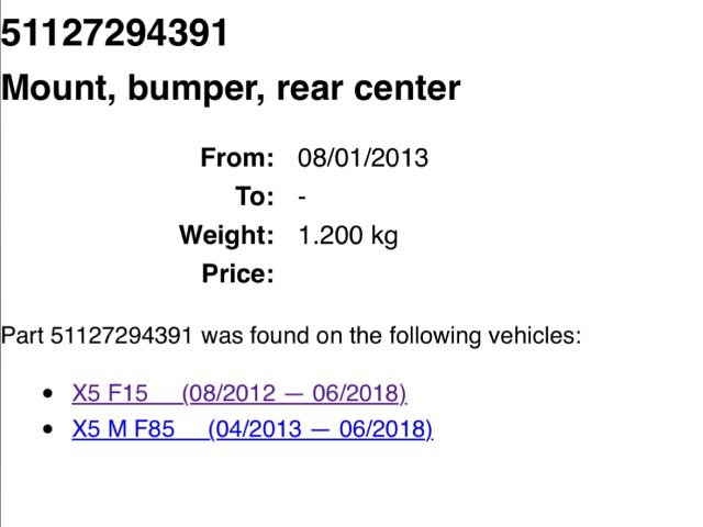 bontott BMW X5 Hátsó középső Lökhárító Tartó (Műanyag)