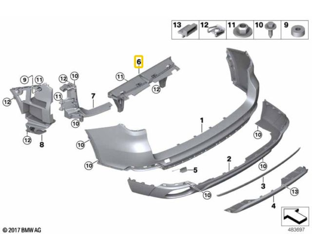 bontott BMW X5 Hátsó középső Lökhárító Tartó (Műanyag)