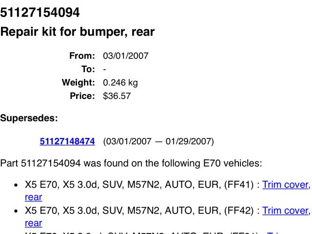 bontott BMW X5 Hátsó Lökhárító Alsó (Műanyag)