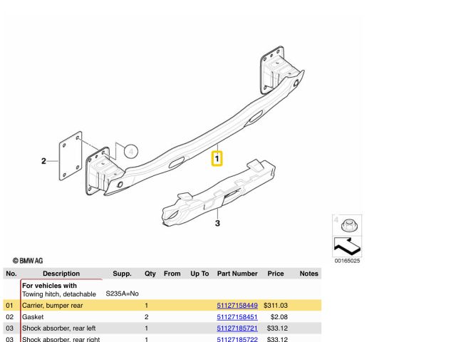 bontott BMW X5 Hátsó Lökhárító Merevítő (Fém)